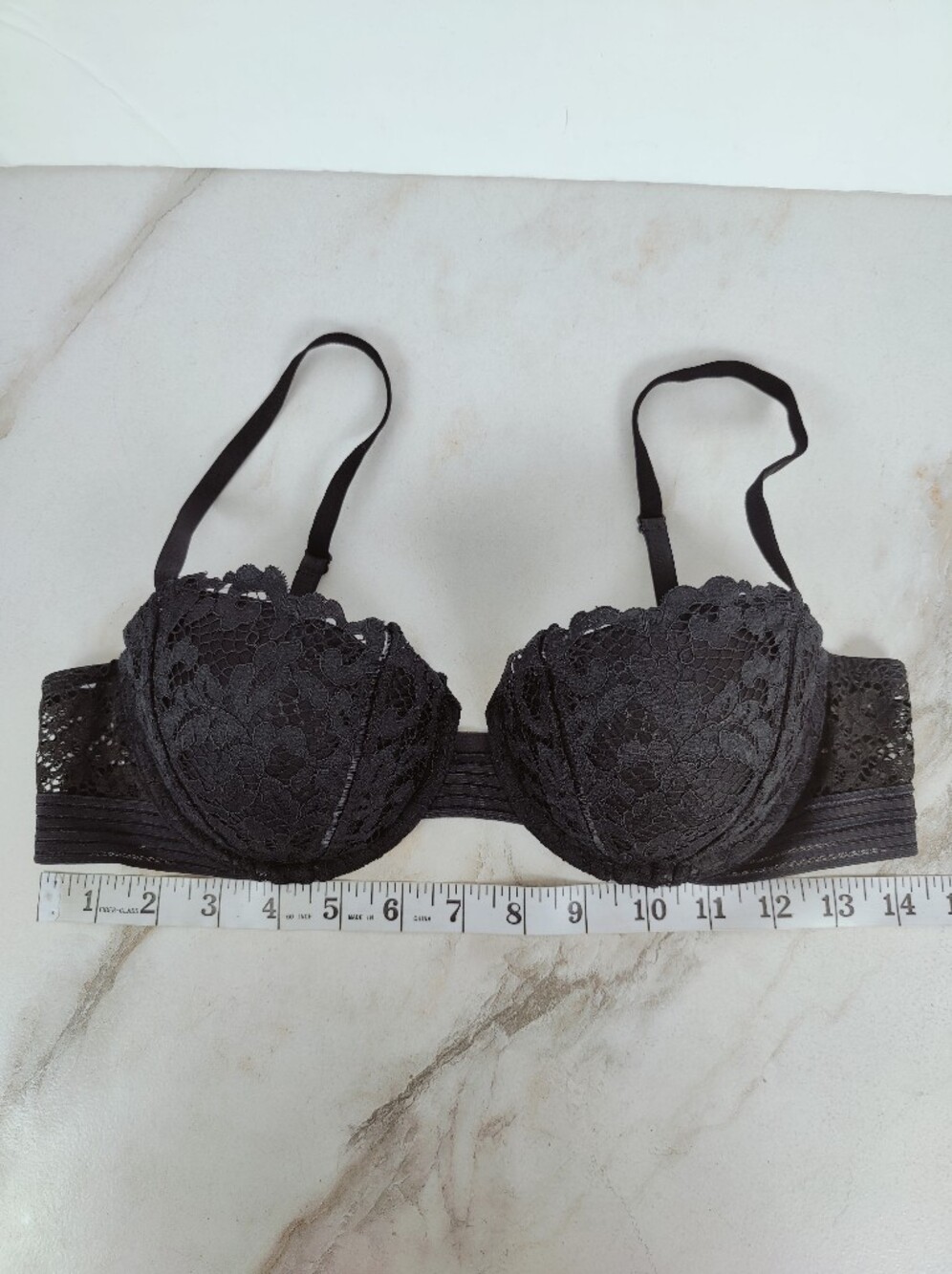 Victoria's Secret Black Lace Padded Balconette Bra, Sz 36C - Picture 10 of 10